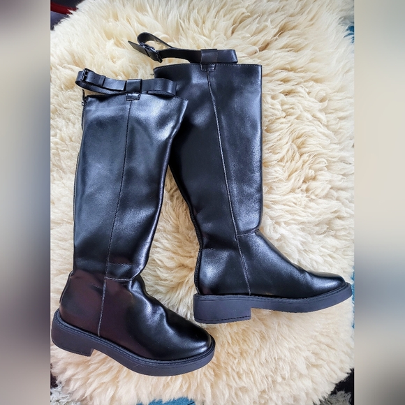 Black Genuine Leather Imported Riding Boots - Picture 2 of 9